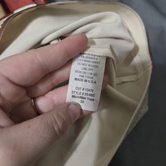 Jess & Jane Red Poppies Rhinestone Tunic Top Womens Size 3X Fairy 3/4 Sleeve - Picture 6 of 7